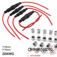 CHIHIRO11Z9D 1/10Pcs Fuse Casing, with 20AWG Wire Cable Screw Type 5X20mm Glass Fuse Holder,  5*20mm