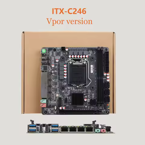 8-Bays C246 Vpro NAS Motherboard 8SATA 4*LAN Ports 2*DDR4 Slot 3*M.2 With PCIE X16 Slot Support E-21