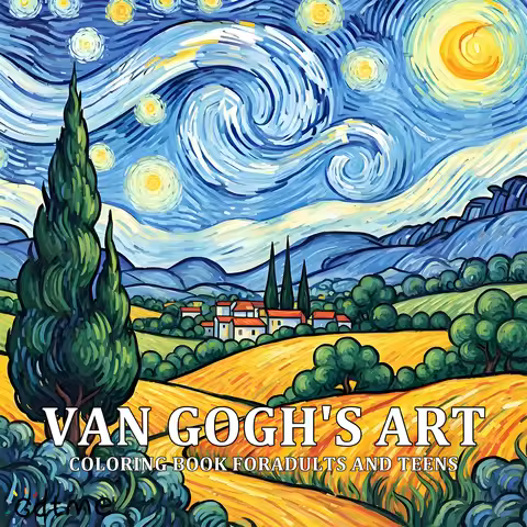 Van Gogh's Art Impressionist Masterpieces Coloring Book for Adults and Teens Anti Anxiety Stress Rel