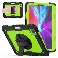 全城熱賣 - 適用於iPad Pro 11 inch (2018) / Pro 11 inch (2020) 黑色硅膠+彩色PC 三防保護殼，帶支架&背帶&手帶&筆槽 (顏色：綠色)