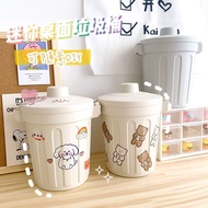 JOLINE WHITE MINI TRASH BIN CLOSED OFFICE TABLE TRASH CAN CUTE MINI PLASTIC TRASH CAN/ AESTHETIC DUS
