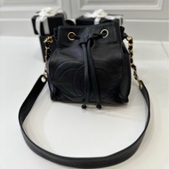 Chanel vintage 大C logo黑金 羊 子母包 水桶包 斜背包 肩背包 側背包 手提包
