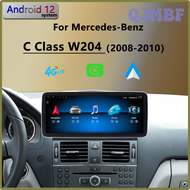 QJMBF W204แอนดรอยด์12สำหรับ Mercedes Benz C Class C300 C200ไร้สาย CarPlay 2008 2012 GPS นำทางรถยนต์