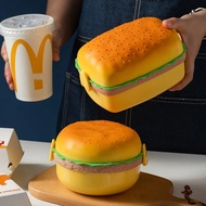 Cute Cartoon Children's Lunch Box Double-layer Burger Lunch Box Food Grade Microwave Heating Student