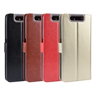 Suitable for Samsung Galaxy A80 Phone Case Flip Card Protective Case Samsung A90 Crazy Horse Pattern