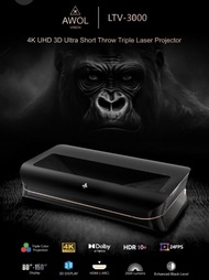 AWOL VISION LTV-3000 Pro 4K UHD Triple Laser Ultra Short Throw Projector