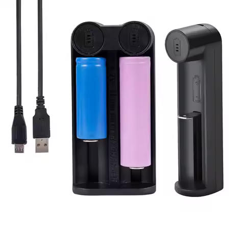 1/ 2 Slot USB 18650 Battery Charger Smart Charging 18650 26650 18350 32650 21700 26700 26500 Li-Ion 
