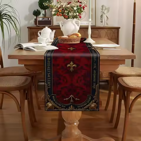 1 Piece of Baroque Theme Table Runner with Gorgeous Iris Pattern, Suitable for Luxury Decoration and