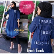 LONG TUNIK JEANS RAWIS PARIS ROMA LONDON BUSUI KANCING