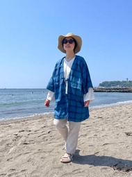 日本製 藍染 嫘縈開襟外套 和服式罩衫 Cardigan Kimono Haori JAPANBLUE Aizome