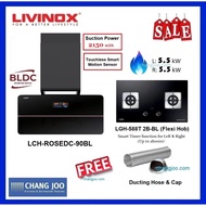 LIVINOX LCH-ROSEDC-90BL Cooker Hood + LGH-588T 2B-BL Gas Hob (Timer)
