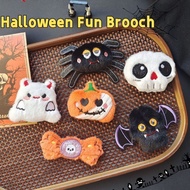 Funny Cartoon Halloween Plush Doll Brooch Spooky Pumpkin Bat Skull Brooch Holiday DIY Decoration Dol