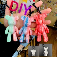 Hi-Kid DIY Fluid Violent Bear Keychain Creative Pendant Bearbrick Handmade Personality Model Ornaments Material Package Graffiti Toys