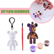 DIY Fluid Bearbrick Keychain Mini Bear Ornament Keychain Handmade Diy Colored Bear Paint For S6X0