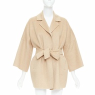 MAX MARA 100% double faced cashmere belted camel tan coat IT38 XS