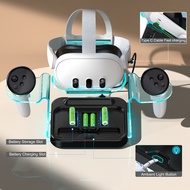 Charging Stand for Meta Quest 2/Meta Quest 3+with 4 Sections 1100mAh Rechargeable Ni-MH Battery/USB-
