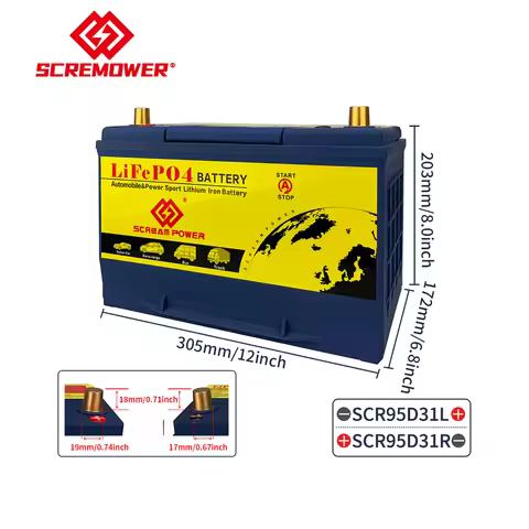 Scr95D31R Start and Stop Car Battery High Quanlity 12v 100AH 1600CCA Automotive Replacement Lithium 
