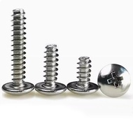 304 Stainless Steel Cross Large Flat Head Self Tapping Screw with Flat Tail Mushroom Head Self Tapping Screw M3 M3.5 M4