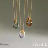 Jieding Titanium Steel Resin Necklace Light Luxury Niche Colorfast 18k Gold Clavicle Chain Stainless
