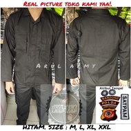 Baju seragam setelan pdl security satpam brimob keamanan lapangan hitam biru navy pdh bahan hight qu