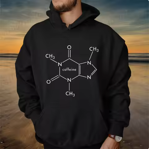 Funny Caffeine Molecule Graphic Design Personalized Men Women Hoodies Novelty Sweatshirt Coffee Drin