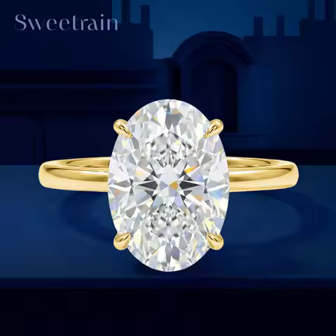 Rings Engagement Moissanite Oval Cut 0.5-5CT D VVS1 Moissanite Rings for Women 925 Sterling Silver L