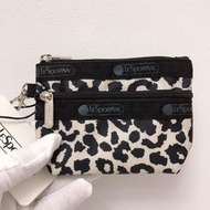 日本 LeSportsac 啡色豹紋帆布 MICRO COSMETIC 化妝袋