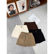 Basic 2-button A-line denim jean skirt Meo Meo Shop QCCC CV0777 belt