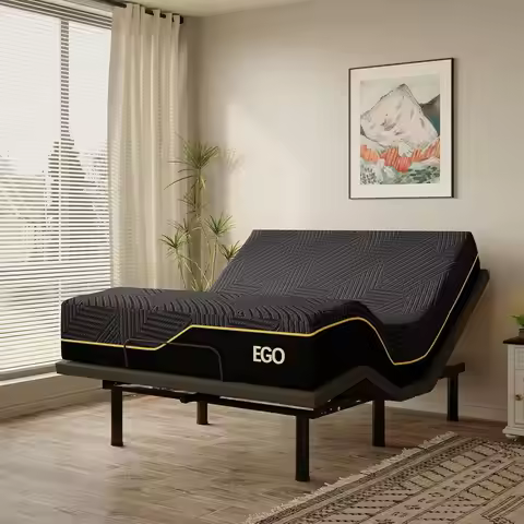 Twin XL Adjustable Bed Frame 14" Memory Foam Mattress Electric Foldable Head & Foot Incline Remote Z