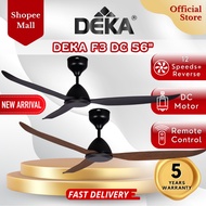 DEKA F3DC 56" 3 Blades DC Motor 24 Speeds Control + Reverse Ceiling Fan Black / Walnut Kipas Siling