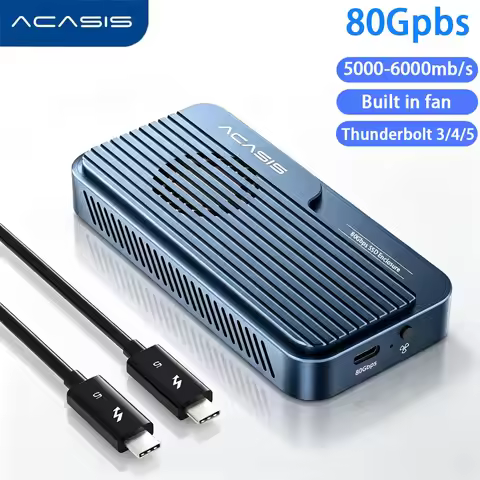 ACASIS 80Gbps USB4 V2 M.2 NVMe SSD Enclosure Built in Fan JHL9480 RTL9210 Chip USB3.2/3.1/3.0 Extern