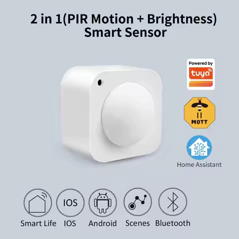 tuya ZigBee 2in1 PIR Motion Brightness Smart Sensor Human Movement Detector Built-in Light Sensor Wo