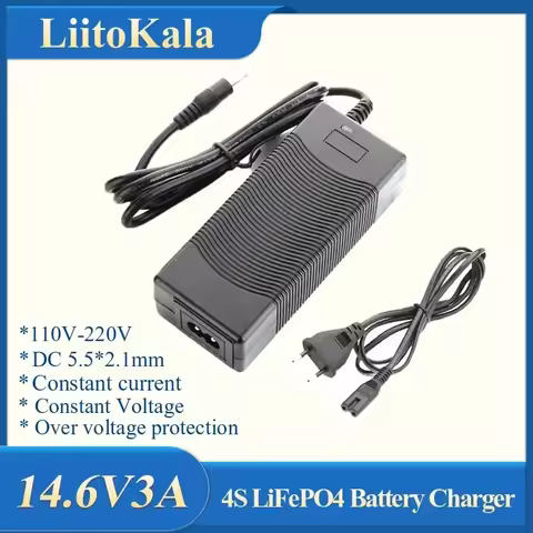 LiitoKala 4S-14.6V3A LiFePO4 battery Charger 12V/14.6V5A LiFePO4 Battery Charger Input 100-240V Safe