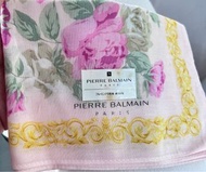 全新日本買回Pierre Balmain PARIS粉色花卉圖案手帕巾100%棉