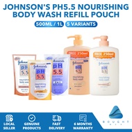 Johnson's pH5.5 Body Wash 750+250ml & 500ml Refill - Almond Oil Honey 2in1 Moisturizing Cleanser