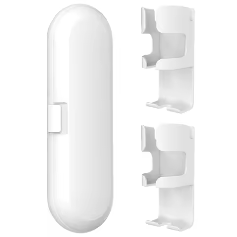 Toothbrush Travel Case and 2 Wall Mounted Toothbrush Holders Compatible with Oral B, iO and Philips 