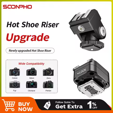 Soonpho TTL Hot Shoe Riser Converter Flash Adapter PC Sync Port Kit For Nikon Sony Fuji Canon Olympu