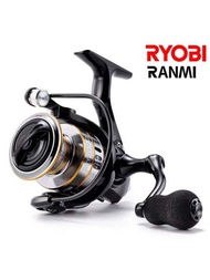 Ryobi Ranmi1pc釣魚捲線器,高強度機身,eva手柄,5.2:1高速比例,強勁的制動系統,適用於咸水和淡水旋轉捲線器