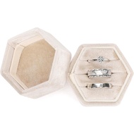 Cherryshe Velvet Jewelry Ring Box, 3 Slots Hexagon Ring Gift Box Vintage Ring Display Holder Case fo