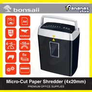 Bonsaii S6015 DocShred Office Home Use 6-Sheet Micro-Cut Level 4 High Security Credit Card A4 Paper 