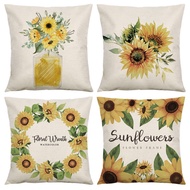 Linen Pillow Case 40x40/45x45/50x50/60x60cm Sunflowers Pattern Pillow Cover Home Decor Cushion Cover