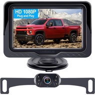 Backup Camera Easy Setup Plug-Play: HD 1080P No-Delay Waterproof - Clear Night Vision Rear View Came