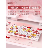 Racco Ze KW75HelloKitt Customized Mechanical Keyboard KT Cat Wireless Bluetooth Kitty Keyboard Girl