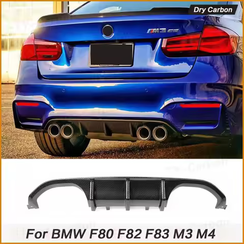 For BMW M3 M4 MP Style Dry Carbon Fiber Rear Diffuser Bumper Lip Spoiler Bodykit for BMW 3 4 Serises