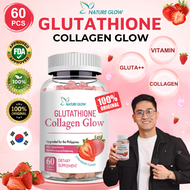 NATURE GLOW Glutathione Collagen Glow Gummies Official Original Anti Aging Whitening Glow Skin Gluta