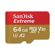 SANDISK  Extreme microSD 64GB U3 A2 V30 記憶卡 (公司貨) (讀/寫速度: 170MB/80MB)