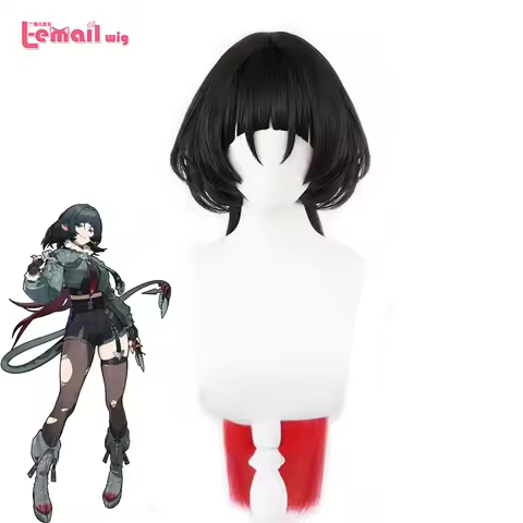 L-email wig Synthetic Hair Game Zenless Zone Zero Jane Doe Cosplay Wigs 75cm Long Black Mixed Red Co