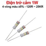 (50 pieces) Plug-in resistor 1W 4 color rings ±5% - value 120R to 25KR