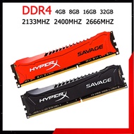 HyperX Savage Memory RAM DDR4 4G 8G 16G 2133Mhz 2400Mhz 2666Mhz Desktop Gaming Memory Pc4-17000 19200 21300 1.2V 288-Pin DIMM RAM สำหรับเดสก์ท็อป
