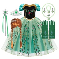 Frozen Anna Dress Kids Princess Costume Birthday Party Disney Cosplay Clothes